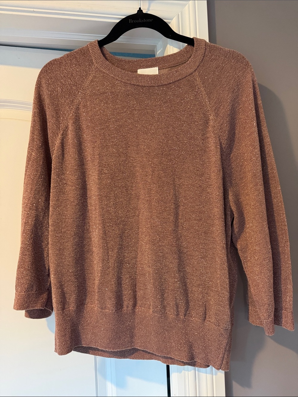 H&M Sparkle Rose Taupe Crewneck Sweater